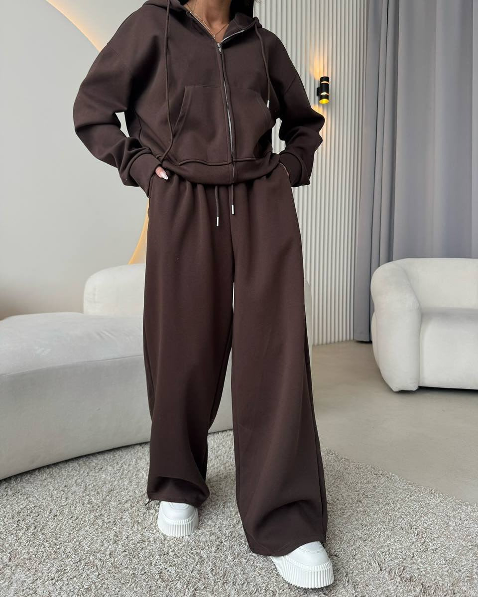 Damen Lässiges Sport-Set mit modischer Kapuze und weitem Schnitt Heidi-Mode