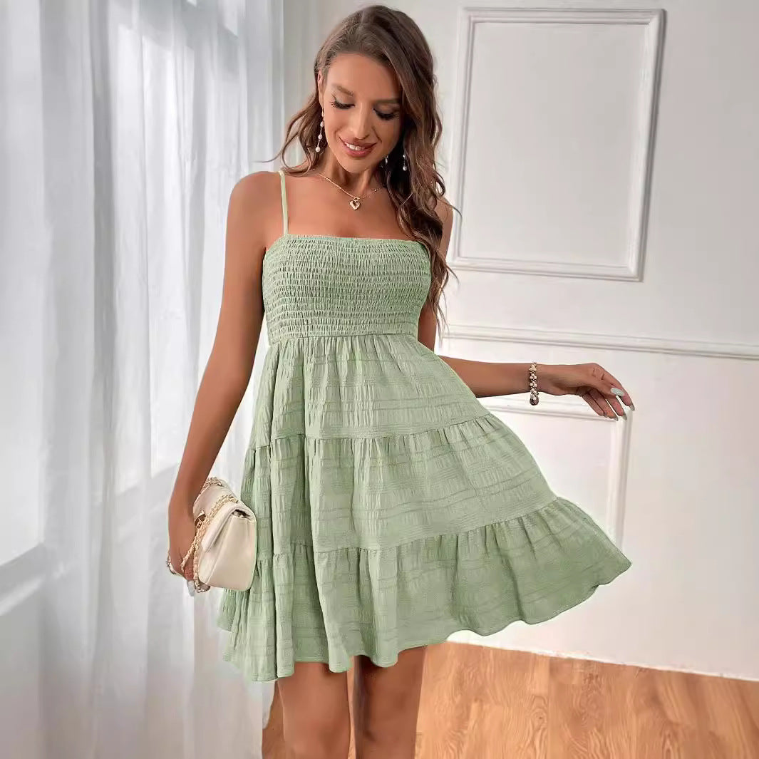 Damen Trägerkleid mit schwingendem Saum und lässigem Schnitt Heidi-Mode