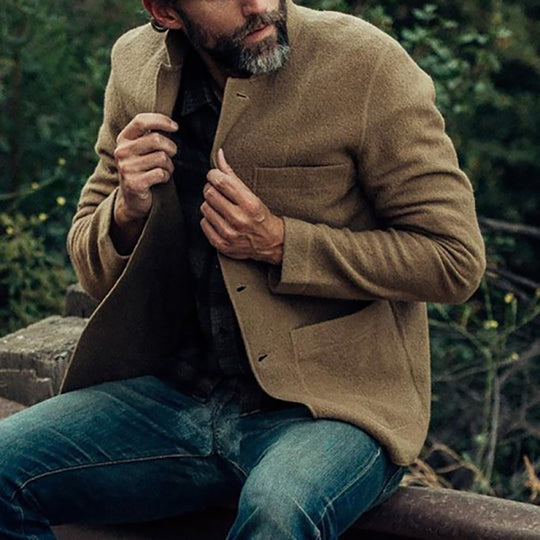 Herren lässige Wolljacke mit modernem Schnitt und praktischen Taschen Heidi-Mode