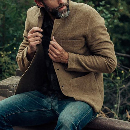 Herren lässige Wolljacke mit modernem Schnitt und praktischen Taschen Heidi-Mode