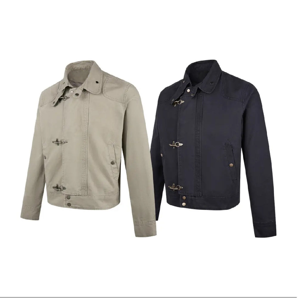 Herren modische Kurzjacke mit innovativen Schnallen und praktischem hochgeschlossenem Kragen Heidi-Mode