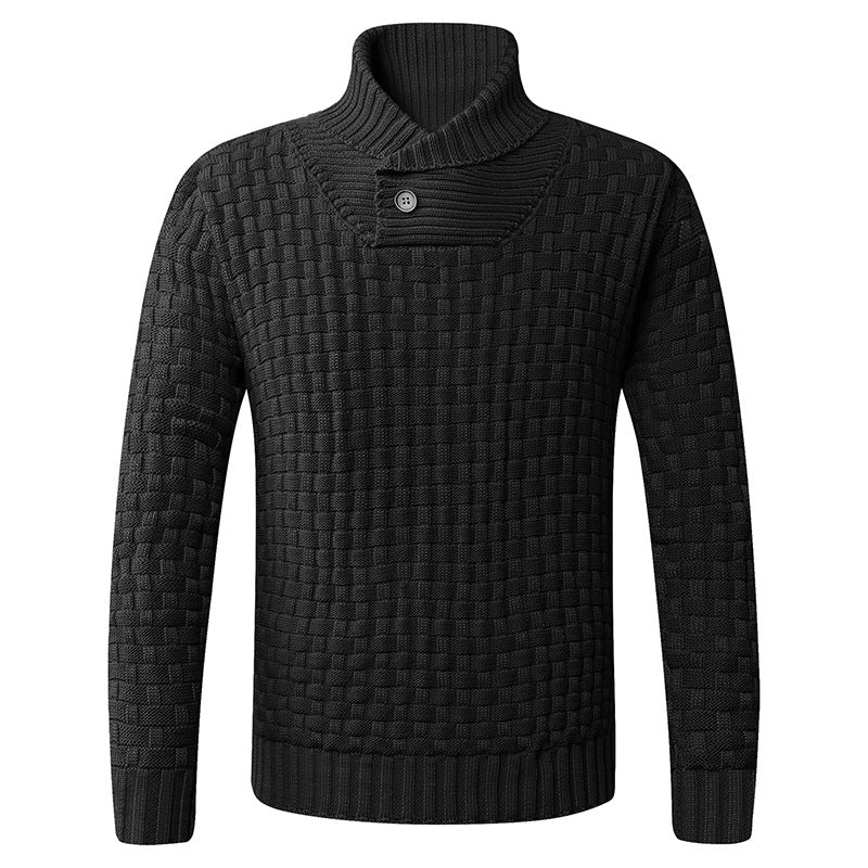 Herren Strickpullover mit modernem Zopfmuster und Stehkragen Heidi-Mode