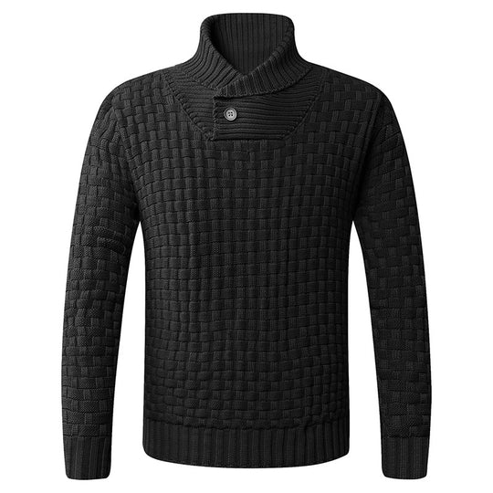 Herren Strickpullover mit modernem Zopfmuster und Stehkragen Heidi-Mode