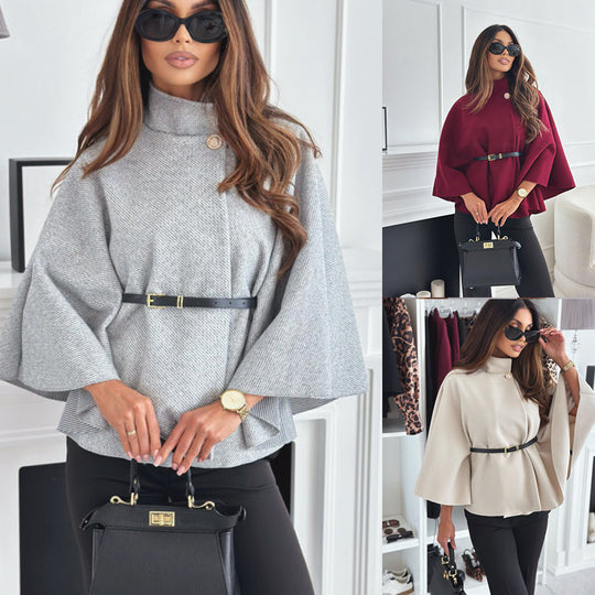 Damen modische Umhängejacke mit stylischem Gürteldetail Heidi-Mode