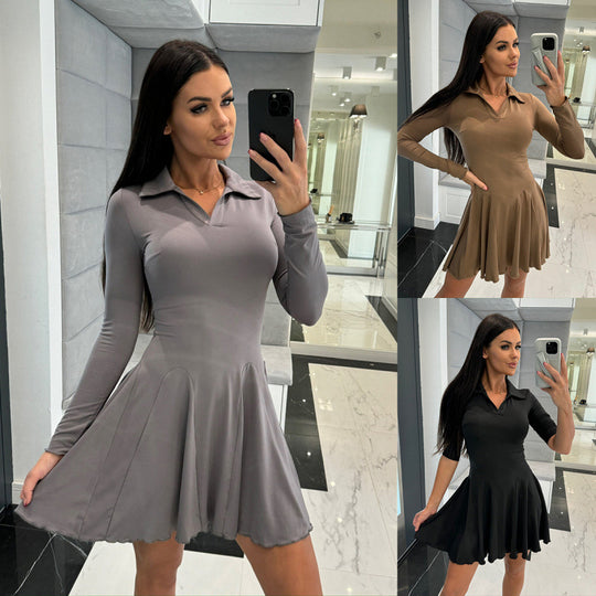 Damen Polo Kleid mit Schlagrock Heidi-Mode