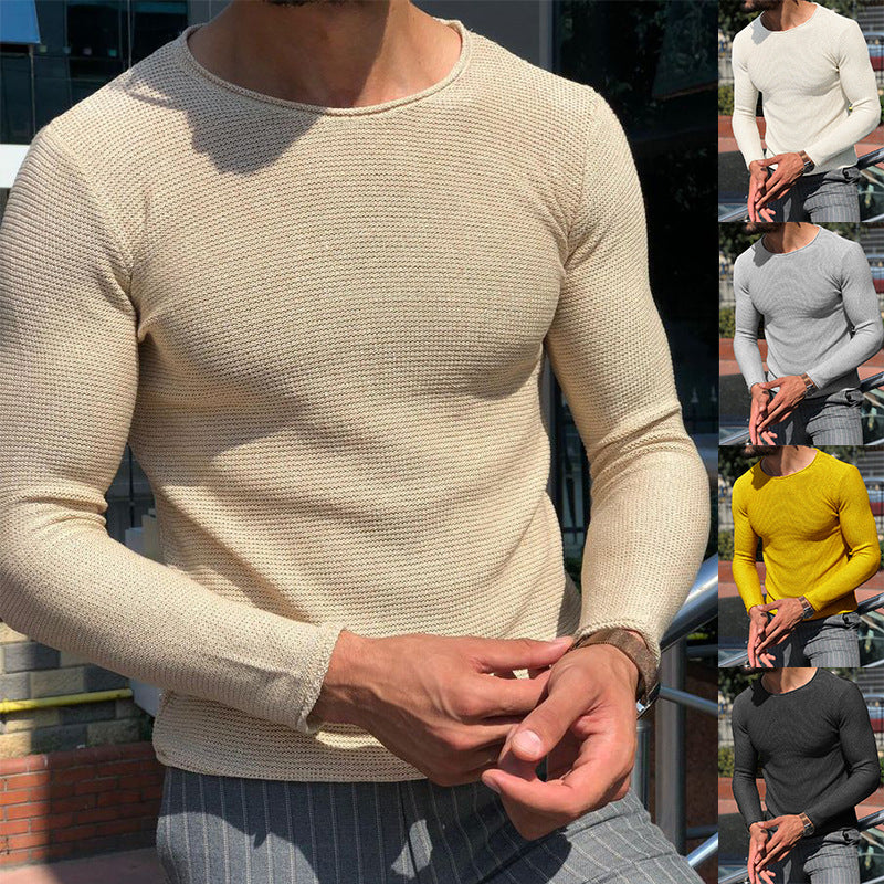 Herren Langarm T-Shirt mit strukturiertem Gewebe Heidi-Mode