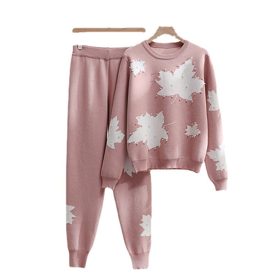 Damen Freizeit-Loungewear-Set mit floralem Design und elastischem Bund Heidi-Mode