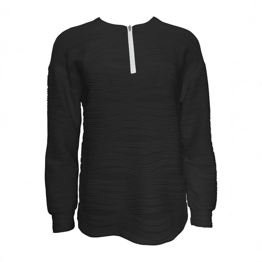Damen lässiger Sweatshirt mit strukturiertem Design und Reißverschluss Heidi-Mode
