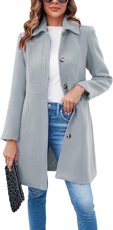 Damen klassischer Wollmantel mit modischem Schnitt und funktionalen Details Heidi-Mode