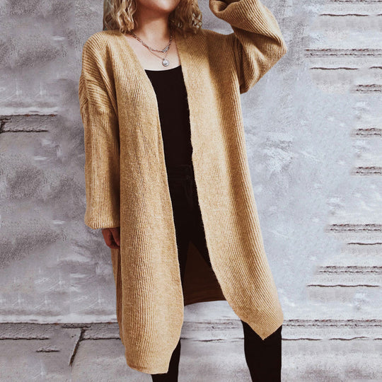 Damen lässiger Strickcardigan mit lässigen Oversize-Ärmeln und offenem Schnitt Heidi-Mode