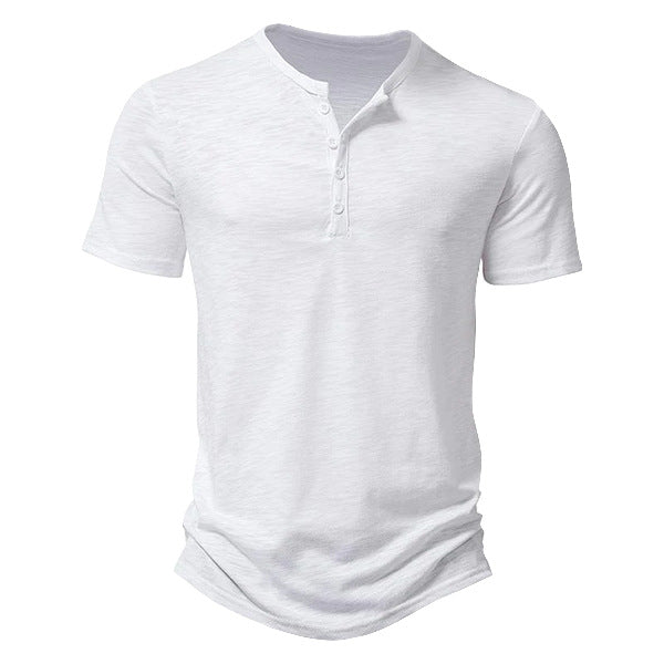 Herren Kurzarm Henley-Shirt mit dekorativen Knöpfen und atmungsaktiver Struktur Heidi-Mode