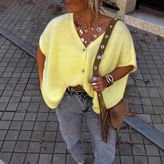 Damen komfortable Strickjacke mit Knopfleiste Heidi-Mode