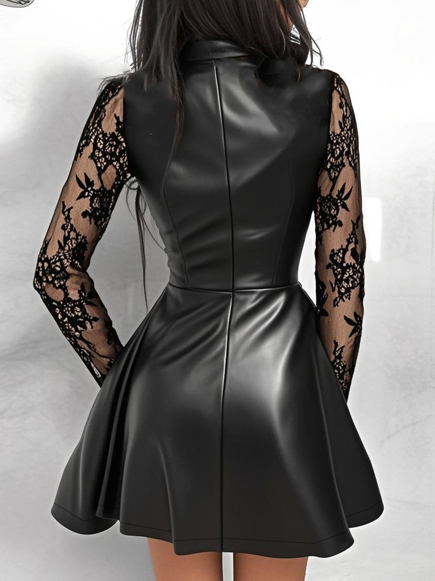 Damen Elegantes Kleid mit Spitzenärmeln und tailliertem Schnitt Heidi-Mode