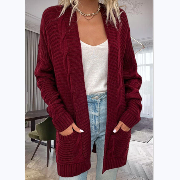 Damen Strickcardigan mit strukturiertem Design und großen Taschen Heidi-Mode