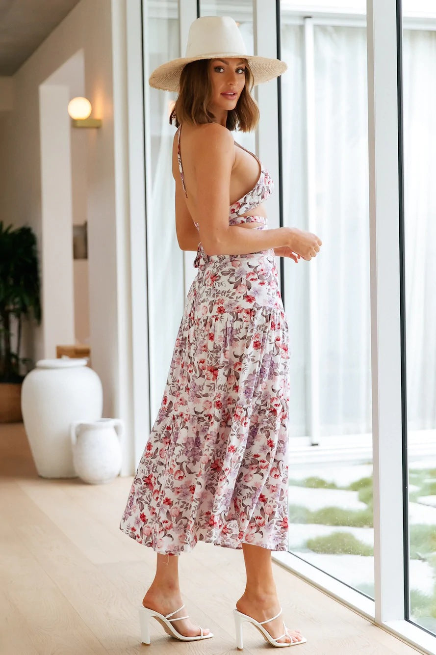 Damen Floral Druck Zweiteiler Kleid Heidi-Mode