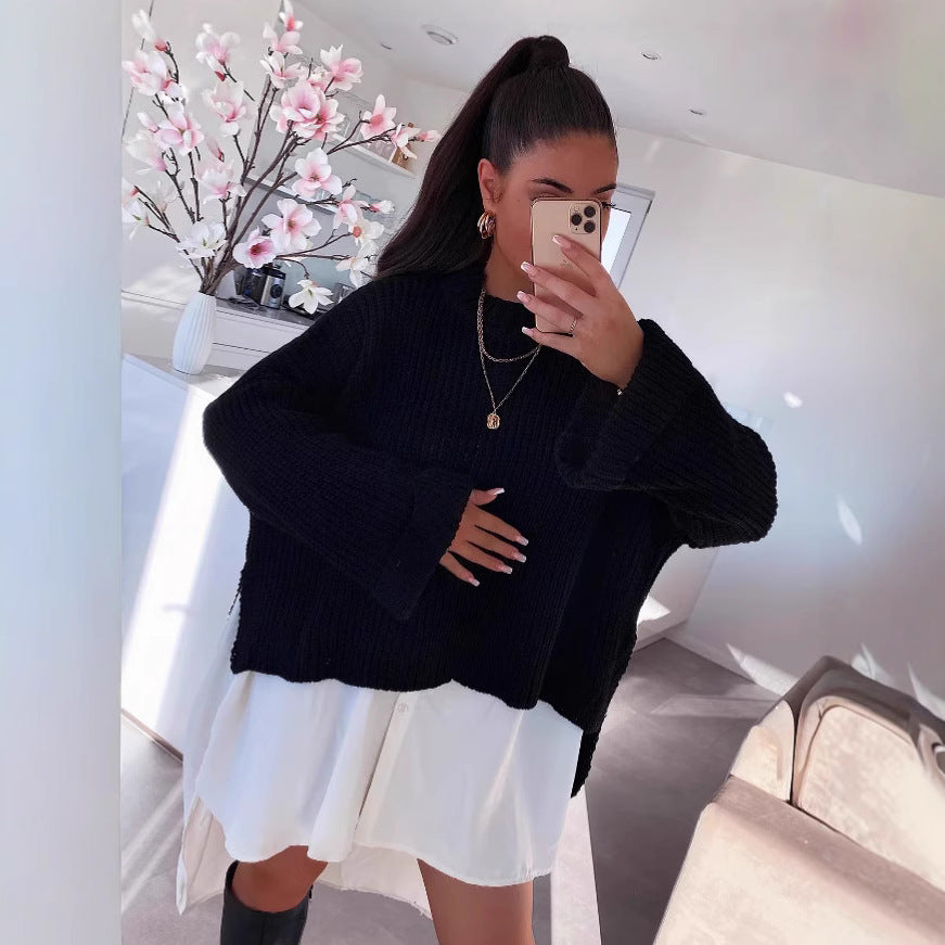 Damen oversized Strickpullover mit strukturiertem Lochdesign und lässigem Schnitt Heidi-Mode
