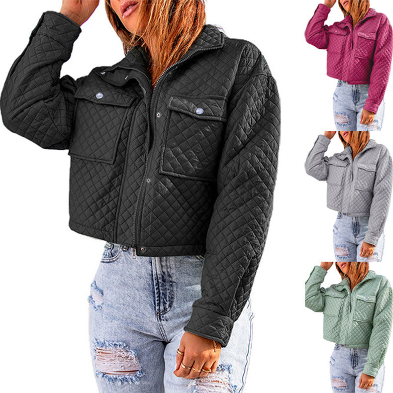 Damen gesteppte Kurzjacke mit modischen Taschen Heidi-Mode
