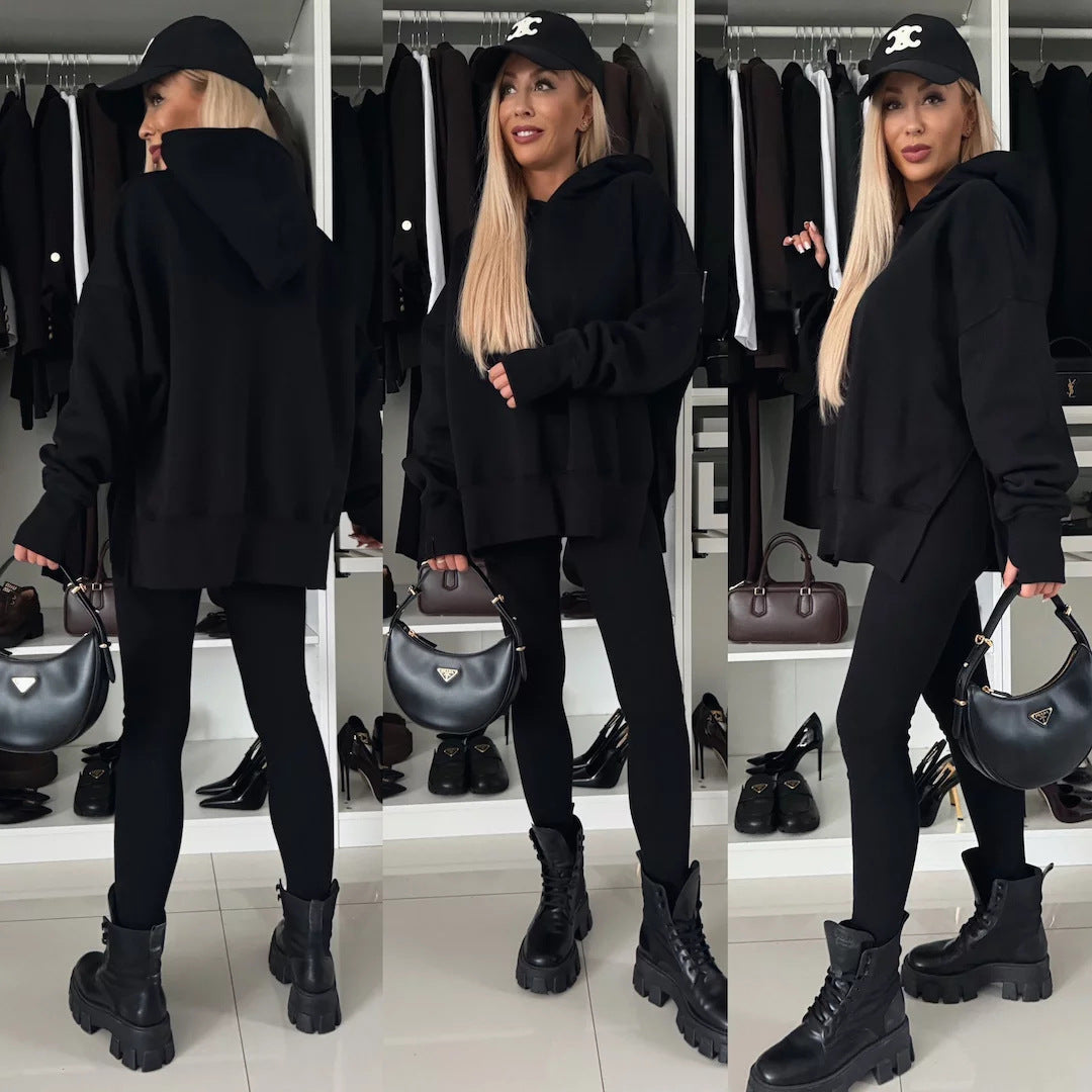 Damen modischer Kapuzenpullover mit Leopardenmuster und oversized Schnitt Heidi-Mode