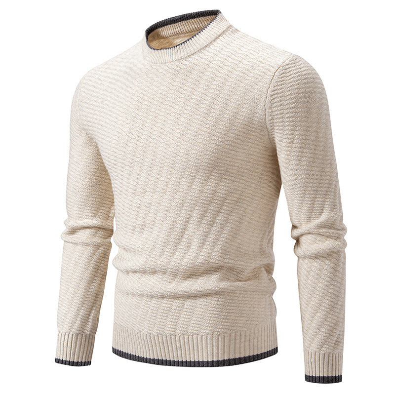 Herren strukturierter Pullover mit hochabschließendem Kragen Heidi-Mode