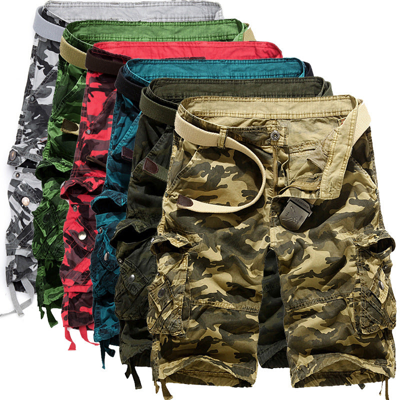 Herren Camo Cargo-Shorts mit mehreren Taschen und verstellbarem Bund Heidi-Mode