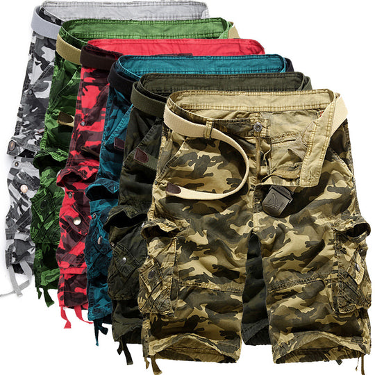 Herren Camo Cargo-Shorts mit mehreren Taschen und verstellbarem Bund Heidi-Mode