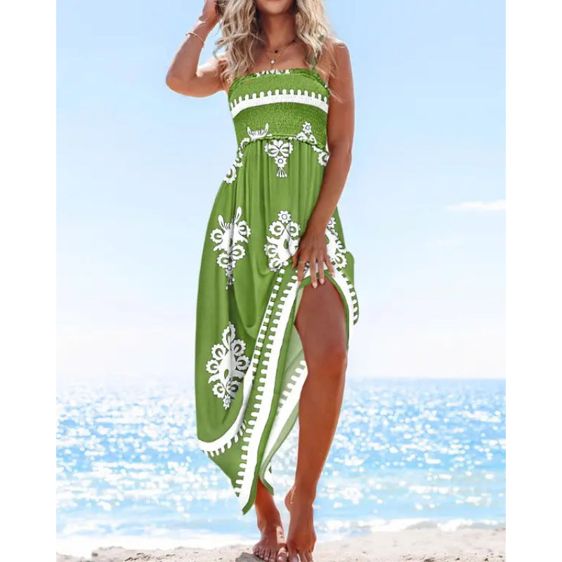 Damen Bohemian Paisleydruck Maxi Kleid mit verstellbaren Trägern Heidi-Mode