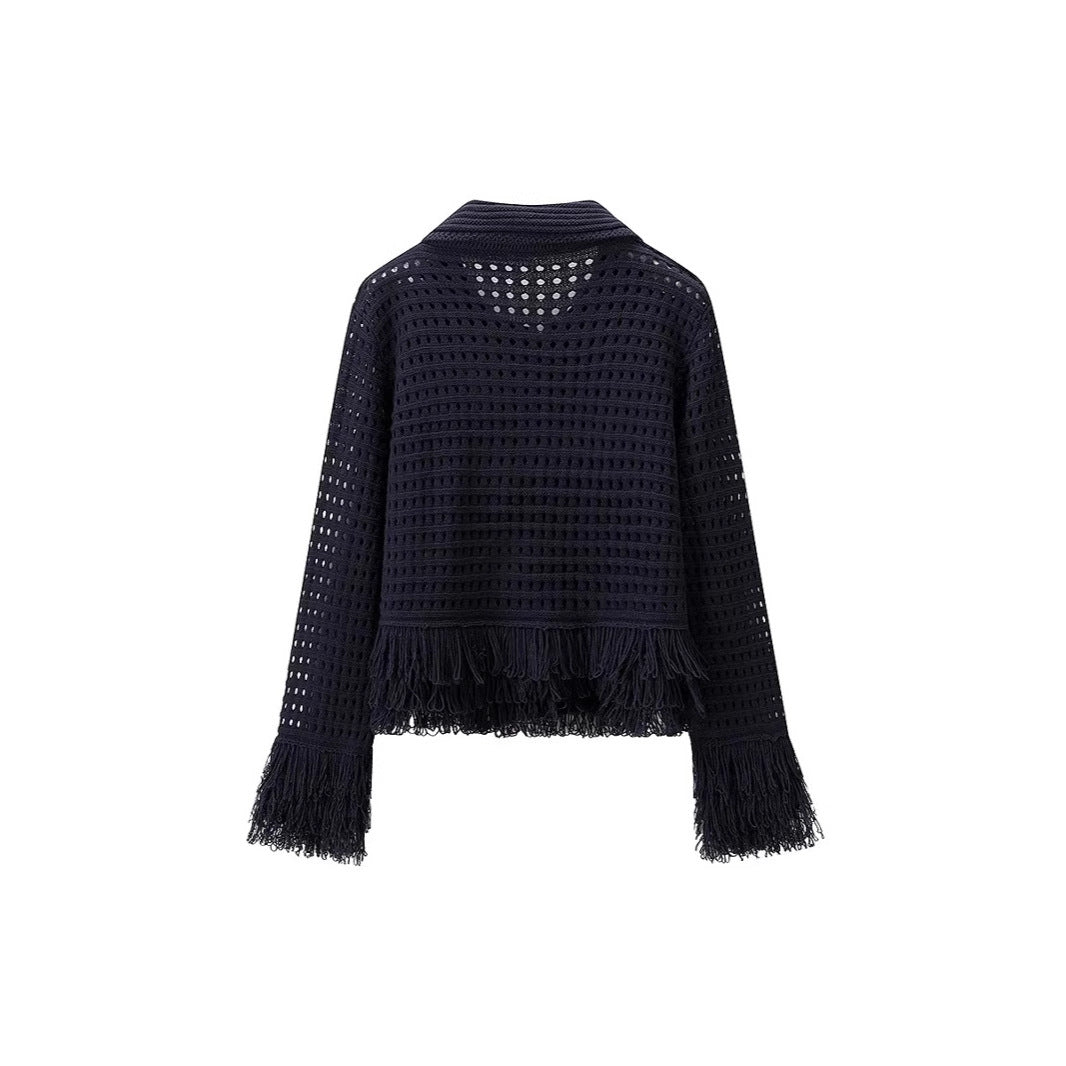 Damen Midirock mit fransiertem Saum und strukturiertem Design Heidi-Mode