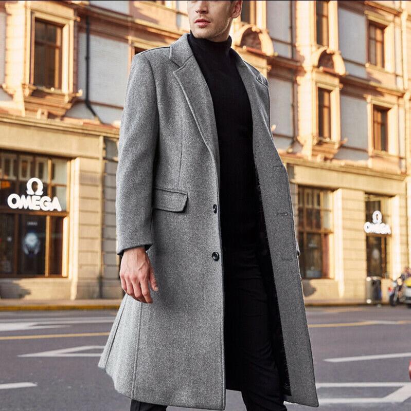 Herren eleganter lang geschnittener Wollmantel Heidi-Mode