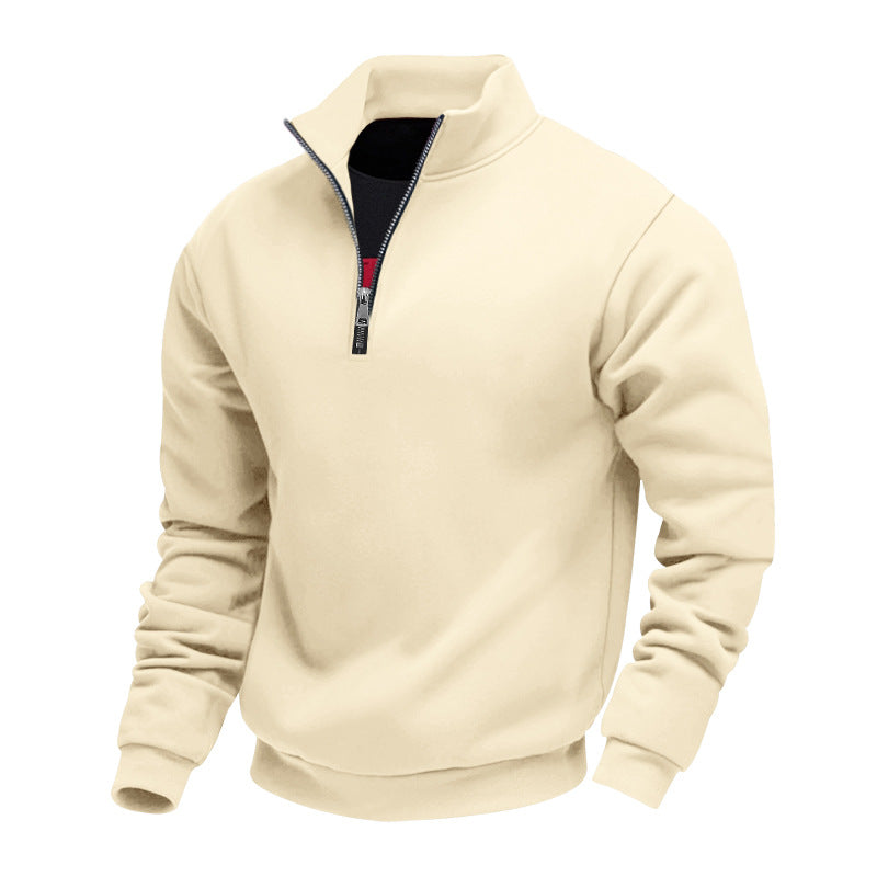 Herren sportlicher Sweatshirt mit modernem Stehkragen und Reißverschluss Heidi-Mode