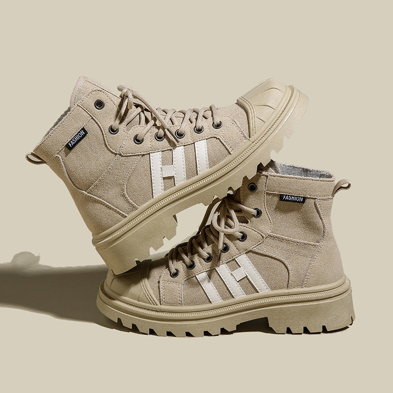 Damen Hochformat Sneaker aus robustem Textil mit trendiger Profilsohle Heidi-Mode