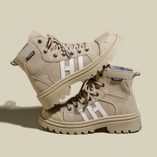 Damen Hochformat Sneaker aus robustem Textil mit trendiger Profilsohle Heidi-Mode