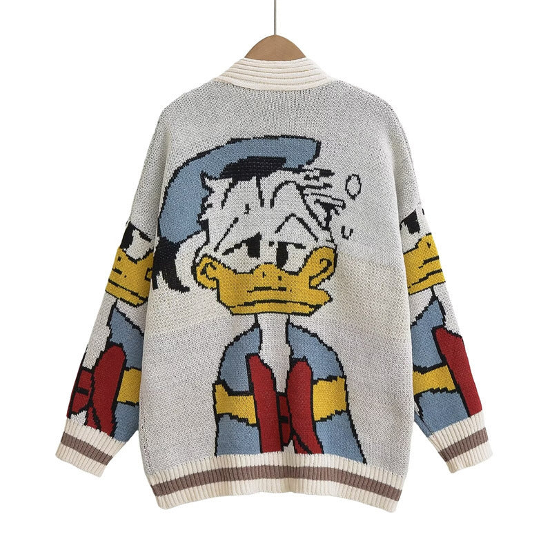 Damen Strickjacke mit Donald Duck Design Heidi-Mode