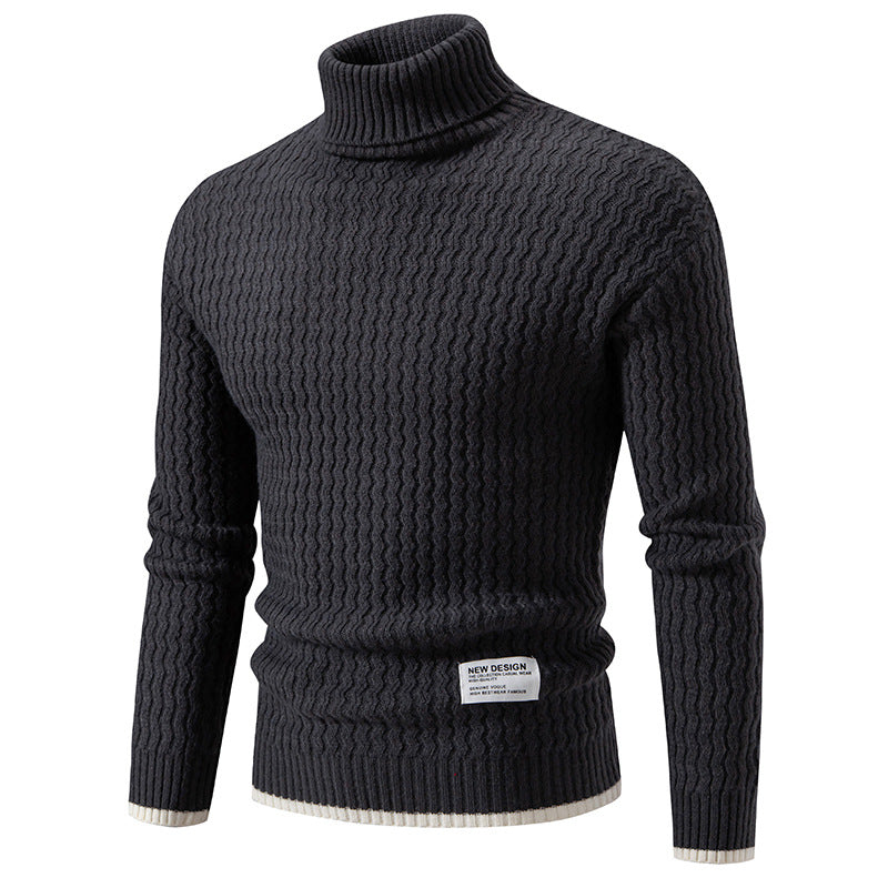Herren Strickpullover mit hochabschließendem Kragen und strukturiertem Muster Heidi-Mode