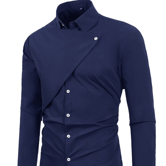 Herren Elegantes Kurzarmhemd mit asymmetrischem Design Heidi-Mode