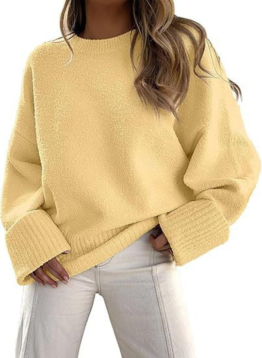 Damen Flauschiger Oversized Pullover mit breiten Bündchen Heidi-Mode