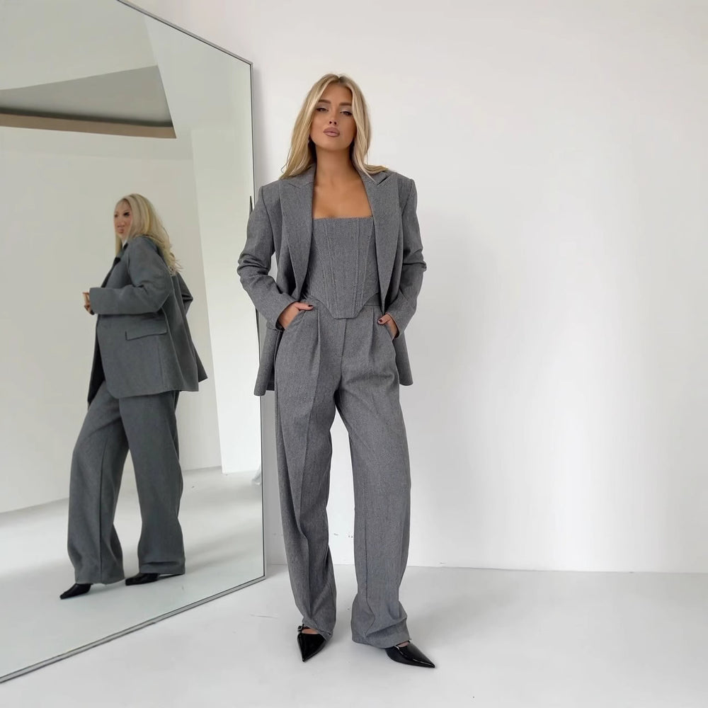 Damen Blazer mit Taillengürtel und schickem Revers Heidi-Mode