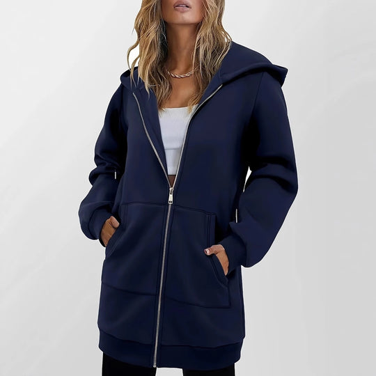 Damen Kapuzensweatjacke mit großzügigen Taschen von Heidi-Mode