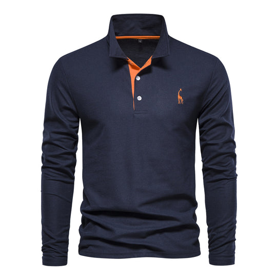 Herren Langarm Poloshirt mit modernem Kragen und atmungsaktiver Baumwollqualität Heidi-Mode