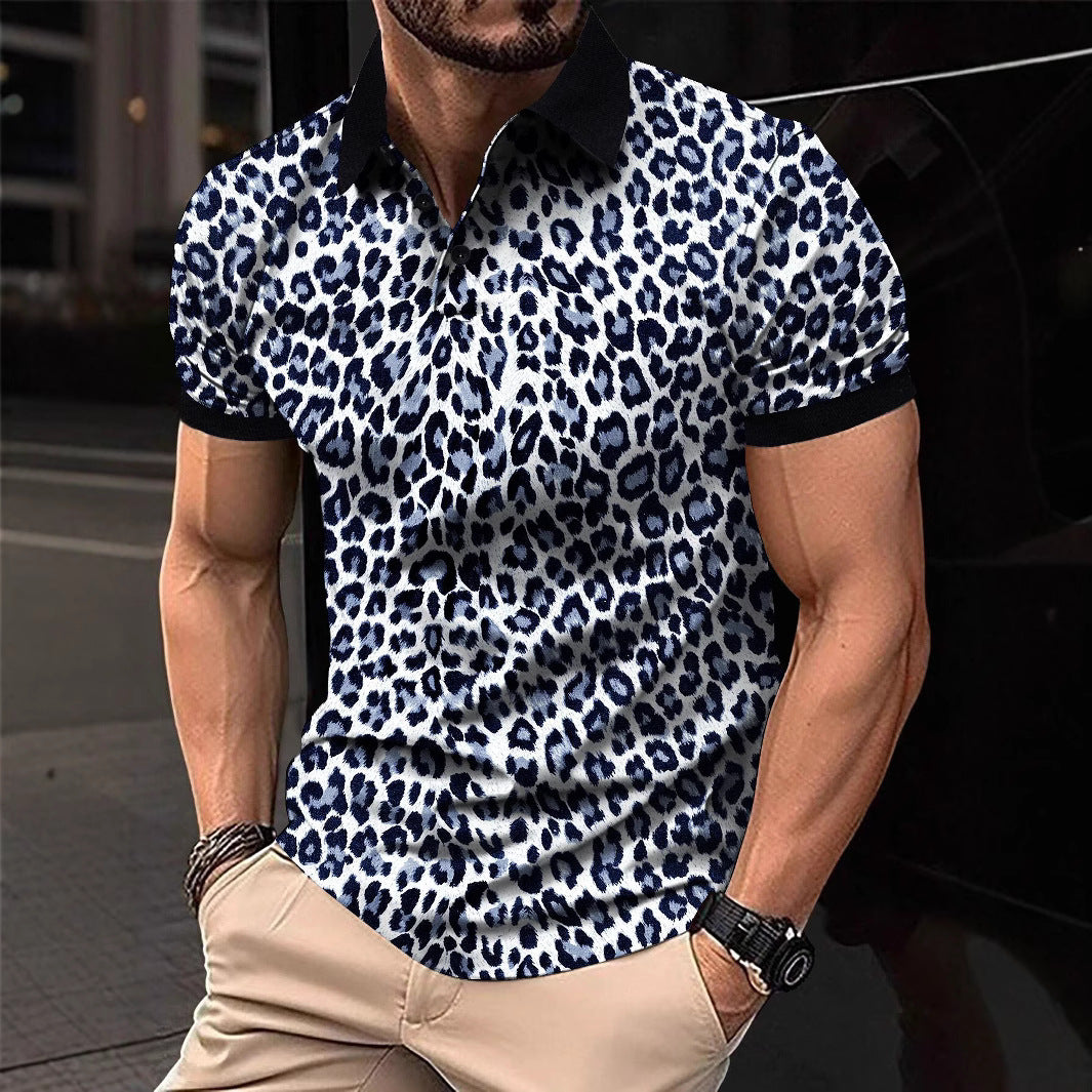 Herren Polo-Shirt mit aufregendem Leopardenmuster und modernem Schnitt Heidi-Mode