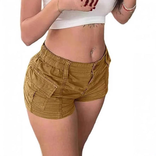 Damen Cargo-Shorts mit praktischen Taschen und elastischem Bund Heidi-Mode