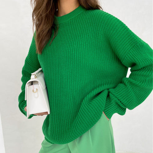 Damen Oversized Strickpullover mit strukturiertem Muster Heidi-Mode