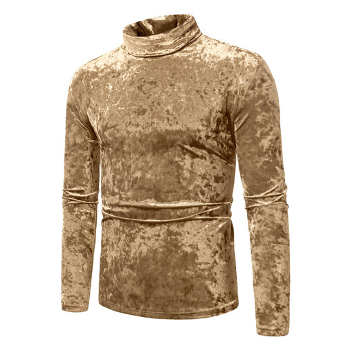 Herren Eleganter Rollkragenpullover aus weichem Samtstoff Heidi-Mode