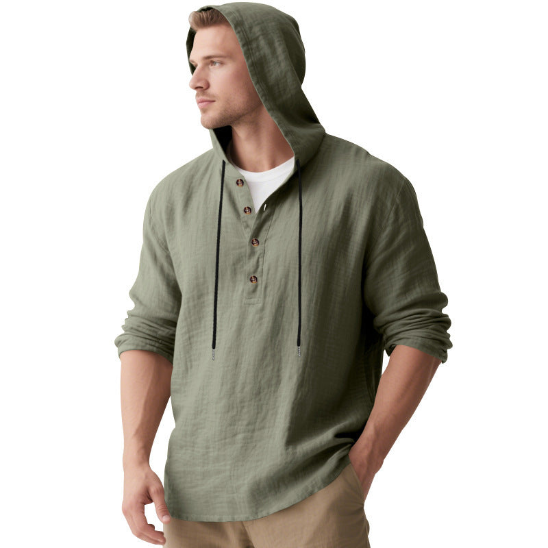 Herren Kapuzenshirt mit Knopfleiste und lässigem Schnitt Heidi-Mode