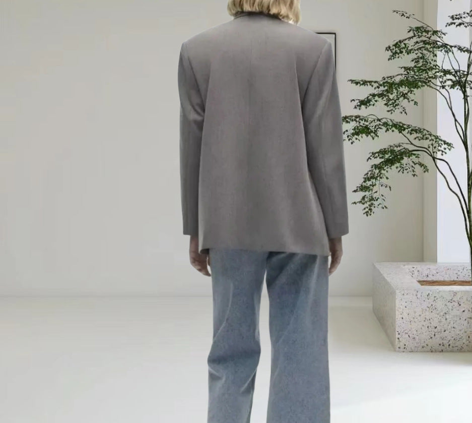 Damen Oversized Blazer mit eleganter Silhouette und dekorativen Knöpfen Heidi-Mode