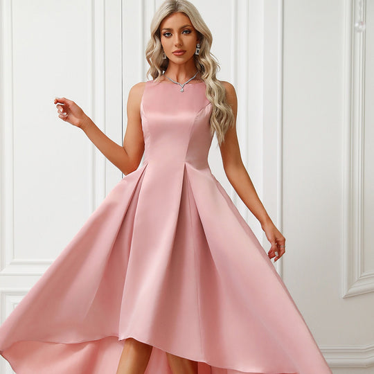 Damen Asymmetrisches Abendkleid aus satin mit Faltenwurf Heidi-Mode