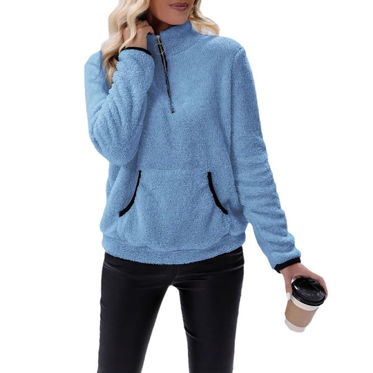 Damen kuschelige Fleece-Pullover mit Halbzipper Heidi-Mode