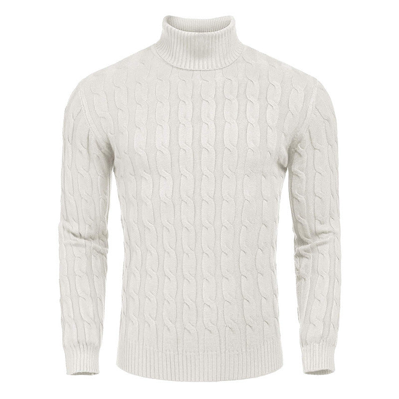 Herren modischer Rollkragenpullover mit Zopfmuster Heidi-Mode