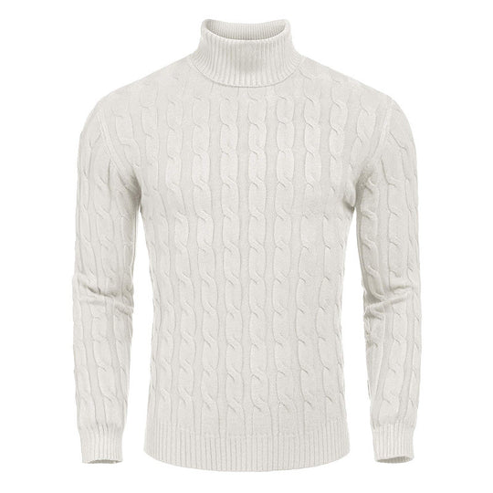 Herren modischer Rollkragenpullover mit Zopfmuster Heidi-Mode