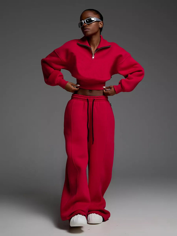 Damen lässiges und oversized Sweatset mit Reißverschluss Heidi-Mode