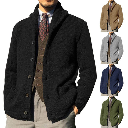 Herren Strickjacke im modernen Casual-Stil mit Schalkragen Heidi-Mode